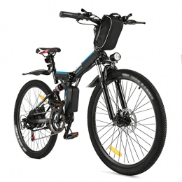 LWL Bici elettriches LWL Bici elettrica per adulti 15.5 Mph pieghevole 350W Mountain Bike elettrica, 36V / 8Ah batteria rimovibile, 26″ pneumatico, freno a disco 21 velocità E-Bike (colore: Nero)