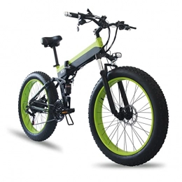 LWL Bici elettriches LWL Bicicletta elettrica pieghevole 1000W 48V per adulti E Bike 26 pollici 4.0 Fat Pneumatici neve bicicletta elettrica piegata Mountain Bike elettrica (Colore: verde, dimensione: freno a disco)