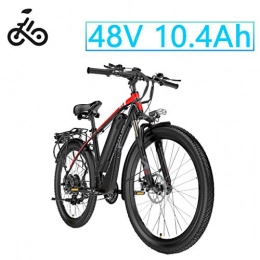 LYRWISHLY 26 Pollici Ruote Bici Lega di Alluminio 48V 10.4AH Batteria al Litio Mountain Bike Biciclette, Shimano 21 velocità (Color : Red)