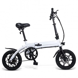 LYUN Bici LYUN Bici elettrica Pieghevole del Motore 250W for Adulti 15, 5 mph da 14 Pollici Pneumatico Bicicletta elettrica 3 6V 7.5Ah. Batteria al Litio E-Bike (Colore : White)