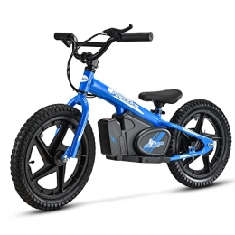 MIO TECK Bici elettriches Mio Teck - Electric Balance Bike | Bici Elettrica per Bambini, 16 Pollici, 3-5 anni, 2 Velocità 12-24 Km / h, 24V 170W Brush Motor (Blu)
