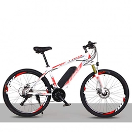 WLWWCX Bici elettriches Mountain Bike, Batteria-Range Di Chilometraggio 30-50Km, Utilizzato in Montagna E Off-Road Biciclette A Pedalata Assistita Con Freno A Disco, È Possibile Caricare Il Telefono, White red, 21 Speed 8A36km