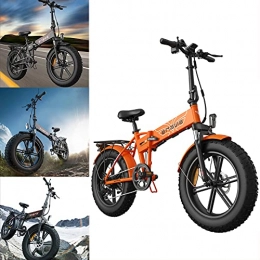 RENSHUYU Bici elettriches Mountain Bike, con Luce a LED Cambio Shimano a 7 velocità Pneumatici Fuoristrada, Bici Pieghevole elettrica Adatto per autostrade, Strade di Montagna, campi di Neve, ECC.Orange