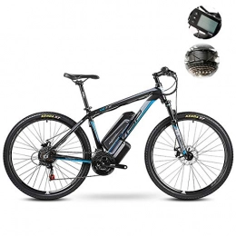 PXQ Bici elettriches Mountain bike elettrica da 27 velocità, 26 / 27, 5 pollici, con batteria al litio ZBL-18650 48V 10Ah di potenza e LCD Smart Meter a 5 marce, freni a doppio disco e ammortizzatore E-bike, blu, 66 pollici