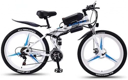 LIMQ Bici elettriches Mountain Bike Elettrica Pieghevole Adulti Bici Neve 350W Batteria Rimovibile agli Ioni Litio da 36V 10AH per Bicicletta Elettrica 26 Pollici Sospensione Completa Premium, White-21speed