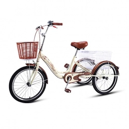 MQJ Bici elettriches MQJ - Bicicletta da crociera a 3 ruote, per adulti, triciclo da 50, 8 cm, con cestino di grandi dimensioni, per lo shopping, per uomo e donna, adatta per altezza 130 – 175 cm, beige, 50, 8 cm