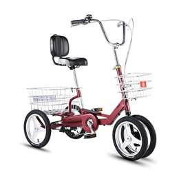 MQJ Bici elettriches MQJ - Bicicletta da crociera a 4 ruote, per adulti, con doppio freno anteriore e posteriore, per attività ricreative, shopping, bici da uomo e donna, colore rosso, 35, 6 cm