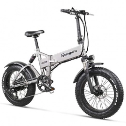 Shengmilo Bici elettriches MX21 20 pollici Bicicletta elettrica pieghevole 4.0 Fat Tire Mountain Bike Beach Bike per uomo Donna Sospensione completa (12.8Ah)
