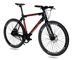 NAEC Bici elettriches NAEC eBike Pedelec Urban City Bike da donna e da uomo, 28 pollici, portata fino a 80 km, modulare, novità mondiale, 53 cm, made in Germany, colore nero, rosso opaco