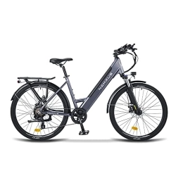 nakxus Bici elettriches nakxus Bicicletta elettrica 26M208, bicicletta elettrica da 26", da trekking, con batteria al litio da 36 V, 12, 5 Ah, fino a 100 KM, motore da 250 W, compatibile con l'UE, colore: grigio