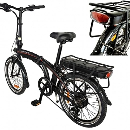 HUOJIANTOU Bici elettriches Nero Bicicletta Elettrica Pieghevole per Adulti, Donna 7 velocit Fino a 25km / h 45-55 km 250W Batteria 36V 13Ah 468Wh Bicicletta Per Adulti E Adolescenti Carico massimo: 120 kg