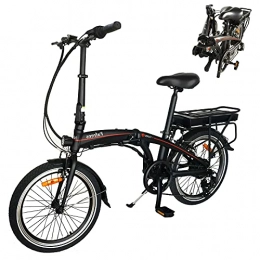 CM67 Bici elettriches Nero Bicicletta Elettrica Pieghevole per Adulti, Montagna-Bici per la Mens Sedile Regolabile Compatta Pneumatici 3 modalit di velocit modalit Crociera 36V 250W 10Ah Rimovibile agli ioni di Litio