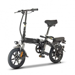 NXXML Bici elettriches NXXML Mini Bicicletta elettrica Pieghevole da 14 Pollici, Veicoli elettrici da Viaggio per Uomo e Donna in Acciaio al Carbonio 48V 250W, Nero