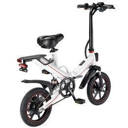 OUXI Bici OUXI V5 Biciclette elettriche per Adulti, Bici Pieghevoli per Donna Uomo con Batteria 400W 10Ah 48v 14 Pollici velocit Massima 25 km / h Adatto per spostamenti Urbani Sportivi-Bianca