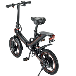 OUXI Bici elettriches OUXI V6 Bici elettrica per adulti, eBike pieghevole con batteria da 48 V Biciclette elettriche per adolescenti da 16 pollici 3 modalità di guida Acceleratore e pedalata assistita (15AH, Nero)