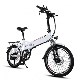 Fbewan Bici elettriches per Bicicletta 20 '' Electric Folding Bike Intelligente 48V 250W del Motore 6 velocità 10.4Ah Batteria elettrica del Freno a Disco Display Intelligent LCD Instrument, Bianca
