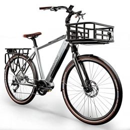 GGMMÖBEL Bici Phantom City + Basket, bicicletta elettrica da 28", batteria al litio LG da 13 Ah, motore centrale, bicicletta elettrica elettrica da 36 V, 470 Wh