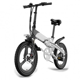 PHASFBJ Bici PHASFBJ Bici Elettrica Pieghevole, Mountain Bike Intelligente per Adulti 48V 10.4AH 300W Bicicletta elettrica Pieghevole a Sospensione Completa City Bike 7 velocità, Grigio, 8.7Ah300W