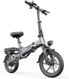 COS NI Bici elettriches Piccola Bici Pieghevole Bicicletta elettrica for Adulti da 14 Pollici Rimovibile Batteria al Litio, ad Alta capacità 48V 400W Ciclismo all'aperto (Color : Gray)