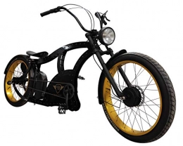 Wheelstore24 Bici elettriches Power-Bikes, Pedelec, E-Bike 250 W, Fatbike, Cruiser, Bicicletta, Oro, Nero, Nero