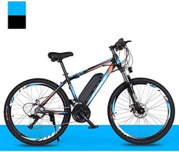 Qinmo Bici elettriches Qinmo Elettrico for Mountain Bike for Adulti, 36V Rimovibile Batteria al Litio da 26 Pollici ad Alta Acciaio al Carbonio Bicicletta elettrica 21 / 27 Freni Doppio Disco velocit (Color : Black Blue)