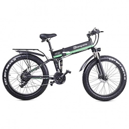 Qinmo Bici elettriches Qinmo Mens Mountain Bike, Lega Ebikes Biciclette all Terrain, 1000W Forte elettrica Neve Bici, 48V Extra Large Batteria E Bike 21 velocità Fat Bike (Color : Green)
