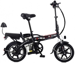 QUETAZHI Bici elettriches QUETAZHI Bicicletta elettrica Pieghevole Sabbia Neve Bike 14"Ebike 350W Ciclomotori Mobile Bici elettrica Batteria al Litio 48V 10Ah QU526 (Color : Black)