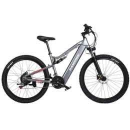 RANDRIDE Bici RANDRIDE YG90 - Bicicletta elettrica da 27, 5", batteria da 48 V, 17 Ah, con pedalata assistita a 21 velocità, freno a disco idraulico, telaio in lega di alluminio (YG90 / Grigio)