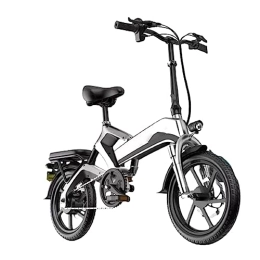 RASHIV Bici elettriches RASHIV Bici elettrica per Adulti, Bicicletta elettrica Portatile Pieghevole assistita, con Batteria Rimovibile 48V 10 / 14AH, carico 200 kg (Silver Black 14 Capacity)