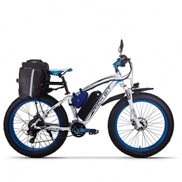 RICH BIT Bici elettriches RICH BIT 012 Mountain bike elettrica 1000w Bicicletta Elettrica con 48V 12.5Ah Batteria al Litio Rimovibile, Display LCD, Shimano a 21 velocità (Blu e bianco 2.0, Batteria al litio 48V12.5Ah)