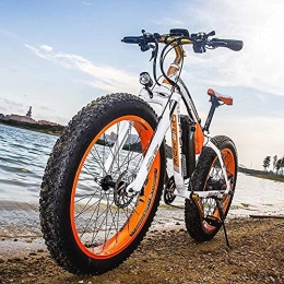 RICH BIT Bici elettriches RICH BIT Bici elettrica da 26 pollici, Ebike grassa con batteria agli ioni di litio 48V 17Ah, Mountain bike elettrica per adulti (arancia)