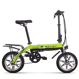 RICH BIT Bici elettriches RICH BIT Bicicletta elettrica pieghevole, batteria agli ioni di litio da 250 W 36 V * 7, 5 Ah, bici elettrica pieghevole da città da 14 pollici per donna (verde)