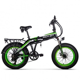 GUOWEI Bici elettriches Rich Bit RT-016 48v 500w 9.6Ah 20 Pollici Pieghevole Grasso Pneumatico Bici elettrica E Bicicletta ebike Neve Grasso Bici con Schermo LCD Intelligente (Green)