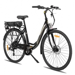Hiland Bici elettriches Rockshark, bicicletta elettrica da 28 pollici, con motore posteriore da 250 W e batteria al litio da 14 Ah, Pedelec, bici olandese a 7 marce