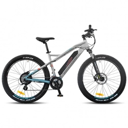 STITCH Bici elettriches Rockshark, bicicletta elettrica mountain bike MTB con telaio in alluminio, 27, 5 pollici, Shimano a 24 marce, forcella ammortizzata con batteria da 36 V, 11, 6 Ah, nero / grigio