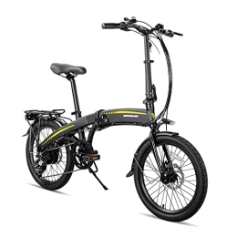 ROCKSHARK Bici ROCKSHARK Bicicletta elettrica pieghevole Ebike in alluminio da 20 pollici, bicicletta elettrica pieghevole Shimano a 7 marce, freno a disco leggero, in alluminio, nero / blu