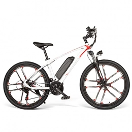 Rstar Biciclette Elettriche MY-SM26 26" Pneumatici Mountain Bike Elettrica 350W Motore 48V 8AH, con Shimano 21 Velocità e Display a LED, per Adulti E-Bicicletta (White)