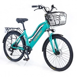 RuBao Bicicletta elettrica da 26 pollici a 7 marce in lega di alluminio con velocità variabile, veicolo ricreativo nascosto batteria al litio Power-assistita bicicletta 10A, per donne adulte, verde