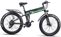 RVTYR Bici elettriches RVTYR Bici elettrica Pieghevole 26 Pollici Fat Tire Neve Bike 12Ah Li-Batteria 21 velocità Beach Cruiser Mountain E-Bike con Sedile Posteriore Bicicletta elettrica (Color : Green)