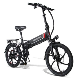 N\F Bici SAIWOO Bicicletta elettrica pieghevole da 20 pollici con Shimano 7 velocità, batteria al litio 48V10.4Ah, telecomando elettronico antifurto + supporto di ricarica per telefono USB 2.0, unisex