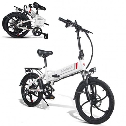 Samebike Bici elettriches SAMEBIKE 20LVXD30 Bici elettrica con Telecomando Pieghevole Bicicletta elettrica Ruota da 20 Pollici per Adulti (Bianco)