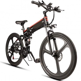 SBR Bici elettriches SBR Mountain Bike Pieghevole per Mountain Bike elettrica 48V 10AH per Adulti e Mountain Bike elettrica a 21 velocità Fuoristrada (Cerchio in Lega di magnesio, 350W) (Nero)