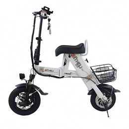 D&DL Bici elettriches Scooter elettrico a due ruote LED Cestello posteriore e supporto per telefono cellulare - freni a doppio disco in acciaio al carbonio a sede singola 48V 400W Capacità di carico 500kg, Bianca, 15Ah