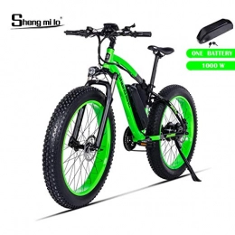 Shengmilo Bici Shengmilo 1000W Motor Bici elettriche, E-Bike da 26 Pollici Mountain, Bicicletta Pieghevole Elettrica, Pneumatici Grassi da 4 Pollici, Inclusa Solo Una Batteria(Verde)