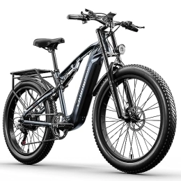 Shengmilo Bici elettriches Shengmilo Bicicletta elettrica Bike, mountain bike a piena sospensione da 26 pollici, E-Bike, batteria 48V 17.5Ah, cambio a 7 velocità, pneumatico a zolla, freno a disco meccanico