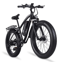 Shengmilo Bici elettriches Shengmilo Bicicletta elettrica Power-Assisted, per adulti, bicicletta elettrica da 26 pollici, Fat Tire Mountain Bike, forcella ammortizzata con serratura MX02S e Bike (nero)