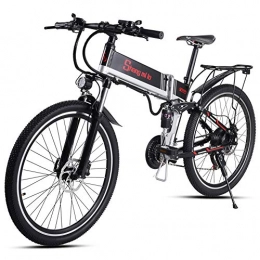 Shengmilo Bici elettriches Shengmilo-M80 Mountain Bike Elettrica 250w, Bicicletta Elettrica Pieghevole da 26 Pollici, Sospensione Completa 48v 13ah E velocità Shimano 21, con Ripiano Posteriore