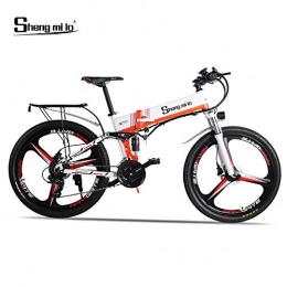 Shengmilo Bici elettriches Shengmilo-M80 Mountain Bike Elettrica 350w, Bicicletta Elettrica Pieghevole da 26 Pollici, Sospensione Completa 48v 13ah E velocità Shimano 21, con Ripiano Posteriore