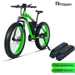 Shengmilo Bici elettriches Shengmilo MX02, Bici elettrica, Motore da 1000 W, ebike Fat da 26 Pollici, Batteria da 48 V 17 AH (MX02 Green(1000w) Batteria di Ricambio)