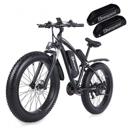 Shengmilo Bici elettriches Shengmilo-MX02S Bici elettriche con pneumatici spessi da 26 pollici, Mountain bike, Shimano 7 velocità, pedalata assistita, freno a disco idraulico(Nero-Due batterie)